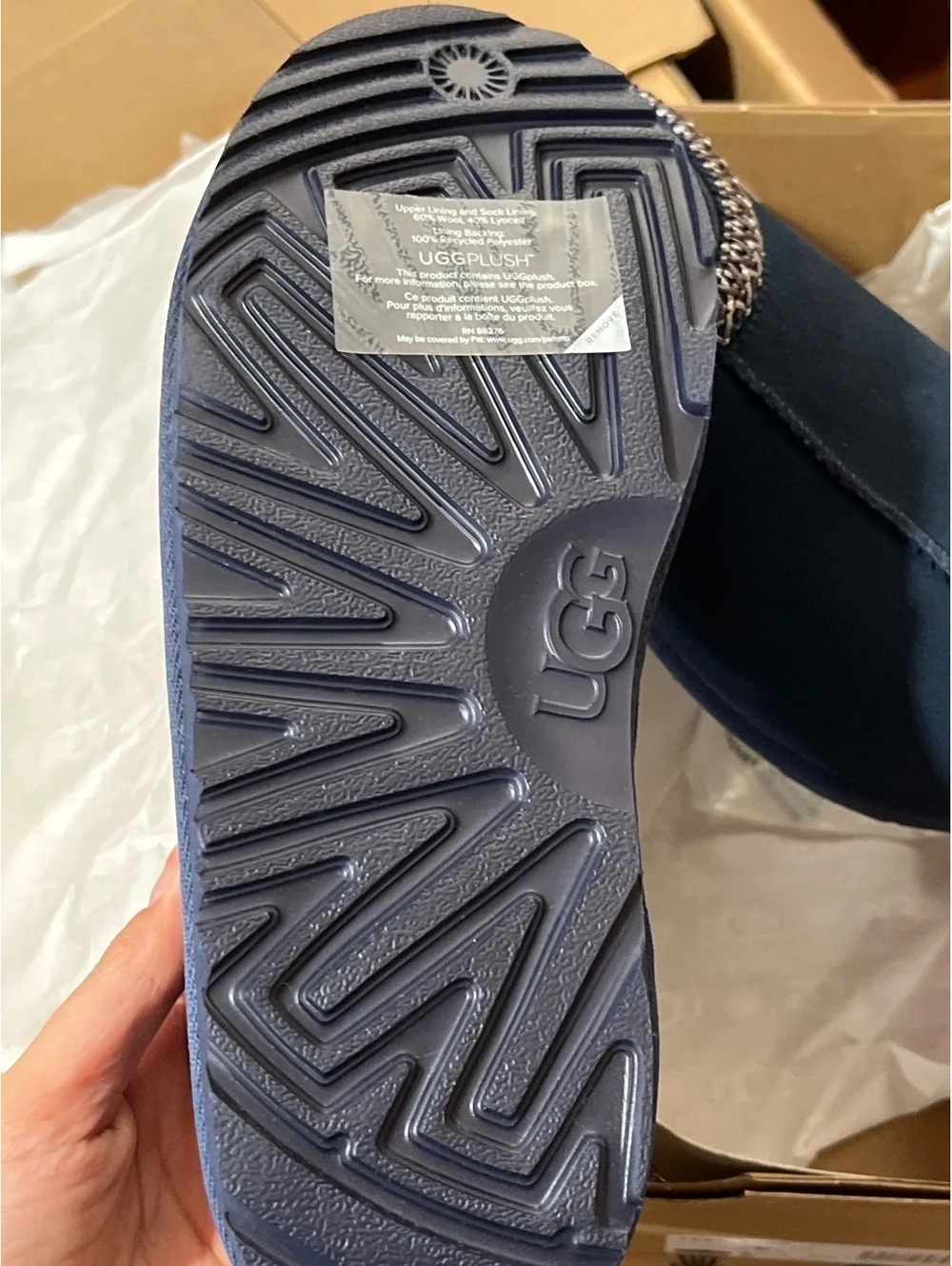 UGG suede stitched slippers in navy kids